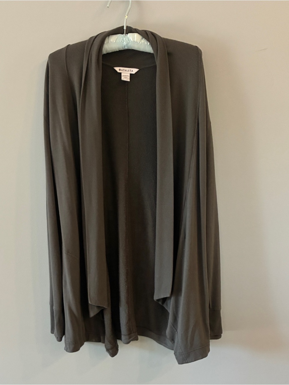 Athleta Dark Gray Draped Open-Front Cardigan
